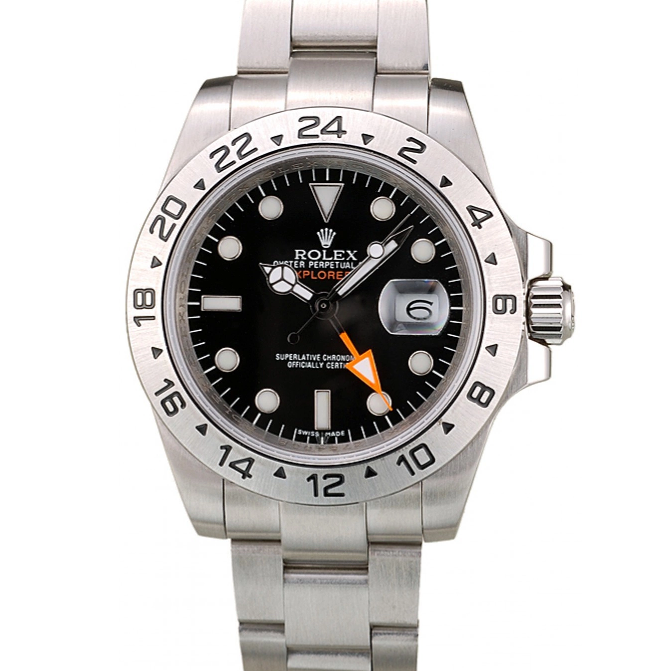 Aaa replica watch Stainless Bezel Dial Steel Black Watch Explorer Rolex 0623